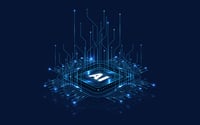 AI symbol on dark blue back background