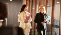 Law firm intern with manager as AI in law is about people, not just tech concept stock photo