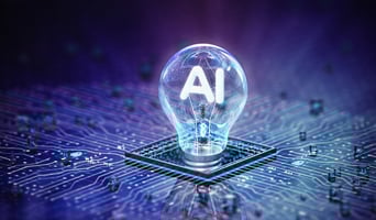 AI with a lightbulb in the middle as stock photo for GenAI strategy concept