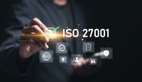 ISO 27001 concept. Businessman choose ISO 27001 for information security management system (ISMS). requirements, certification, management, standards. stock photo