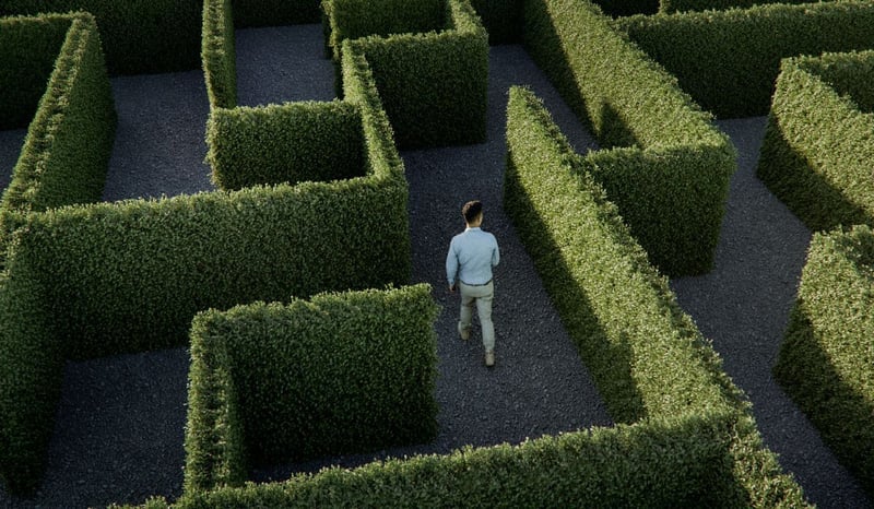 Image for Business man walking in a maze as concept for e-invoicing challenges