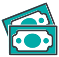 Declining print revenue icon - teal, media and publishing page, Clararsys