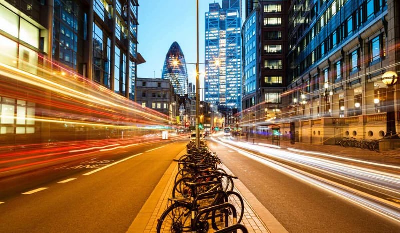 Image for Traffic at Night in London, England stock photo impact of EU Omnibus on ESG regulations concept