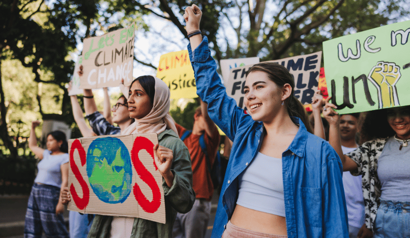 Image for Generation Z standing up against climate change Gen Z sustainability concept stock photo.jpg