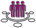 Network of teams purple icon, role-specific approach Network of teams purple icon, role-specific approach