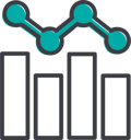 data visualisation icon for insights and business intelligence consulting page, Clarasys