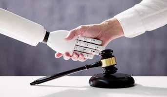 Digital Law Technology stock photo as AI in legal sector professional services concept