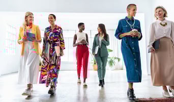 Group of businesswomen meeting in the office stock photo as accelerating action for gender equality concept