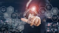 AI-Powered Technology concept. Professionals leveraging AI platforms and intelligent agents to generate content, engage in conversations and spark innovative ideas. The power of AI-driven solutions. stock photo