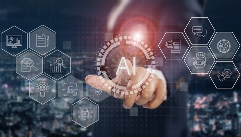 Image for AI-Powered Technology concept. Professionals leveraging AI platforms and intelligent agents to generate content, engage in conversations and spark innovative ideas. The power of AI-driven solutions. stock photo