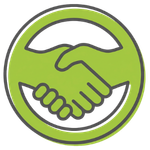 Brand and customer trust green icon, circular economy page, Clarasys