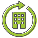 Business resilience green icon, circular economy page, Clarasys