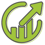 Commercial growth green icon, circular economy page, Clarasys